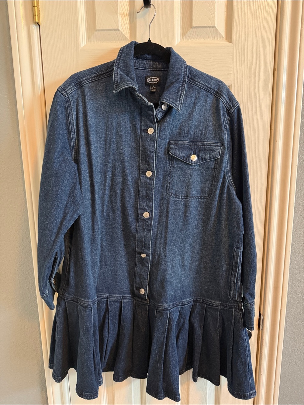 Scoop Dark Blue Denim Midi Dress - Picture 1 of 9